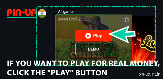 If you want to play for real money, click the "Play" button