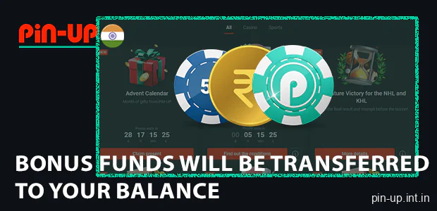 Bonus funds will be transferred to your balance Pin Up