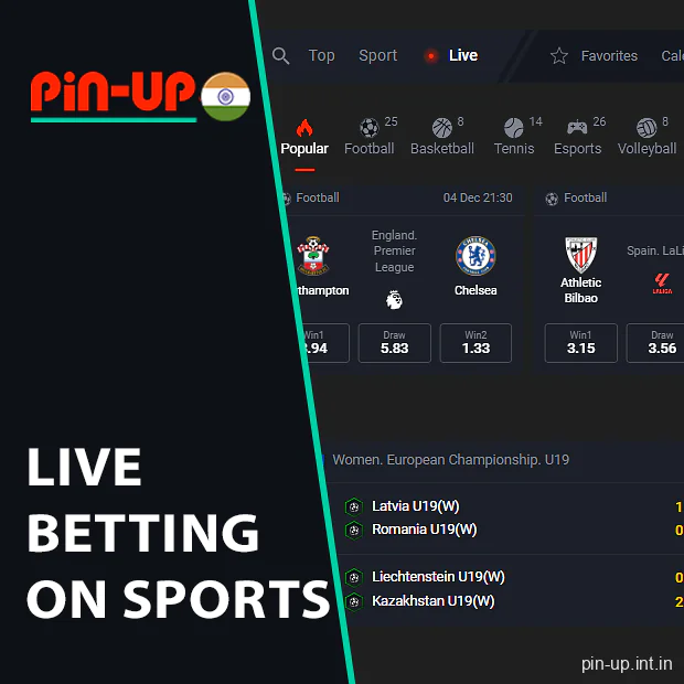 Bet in real-time on sports via Pin Up