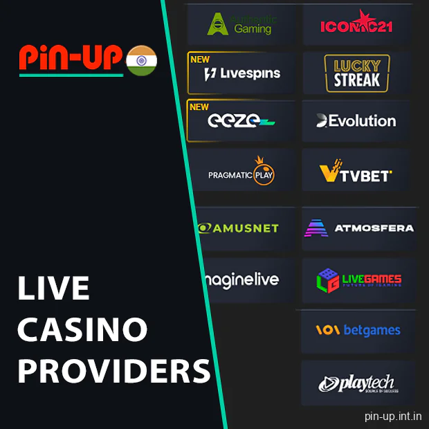 Top live casino providers featured on Pin Up