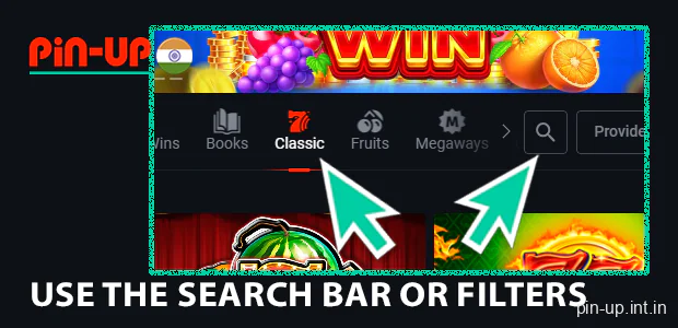 Use the search bar or filters