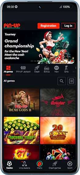 Screenshot of the Pin Up app Casino section